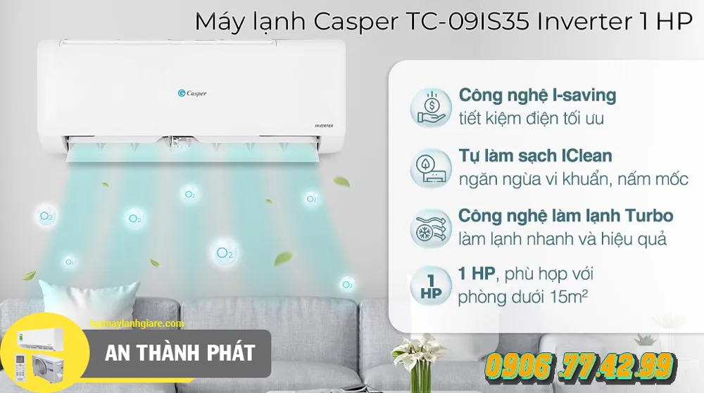 Máy lạnh Casper TC-09IS35 Inverter 1 HP công nghệ máy lạnh nhiều chức năng hiện đại
