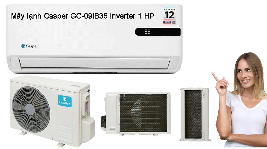 Máy Lạnh Tiết Kiệm Điện Cho Cửa Hàng Máy lạnh Casper GC-09IB36 Inverter 1 HP