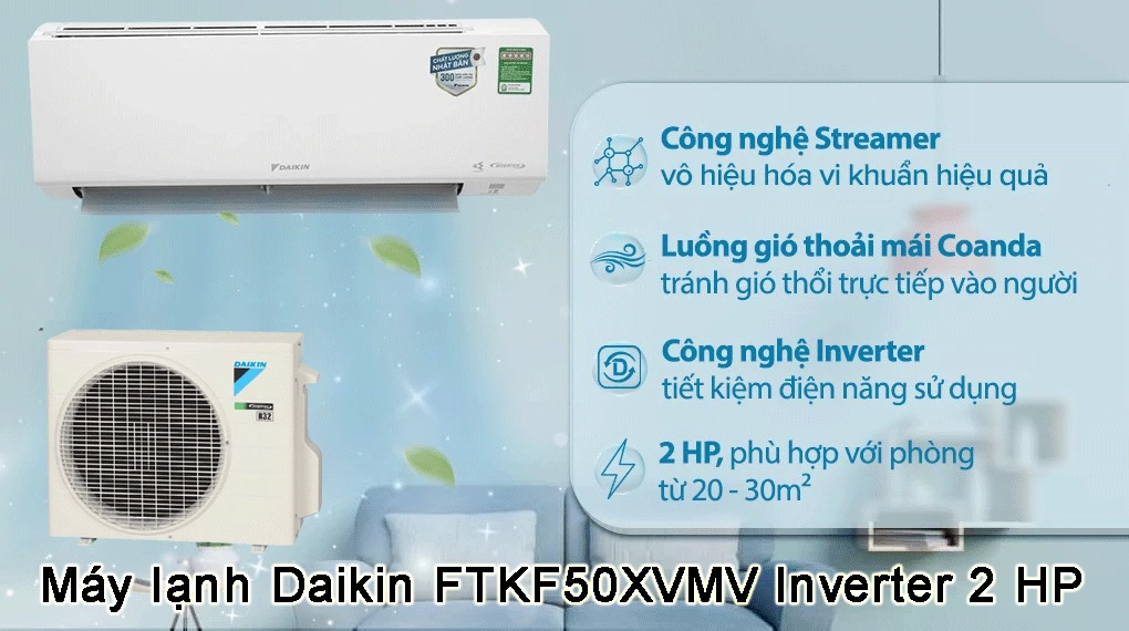 Máy lạnh Daikin FTKF50XVMV Inverter 2 HP