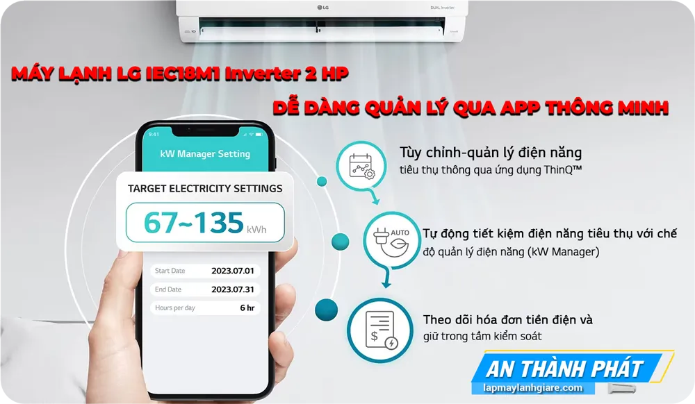công nghệ app thông minh qua smart phone giúp quản lý bật tắt máy lạnh thông minh 