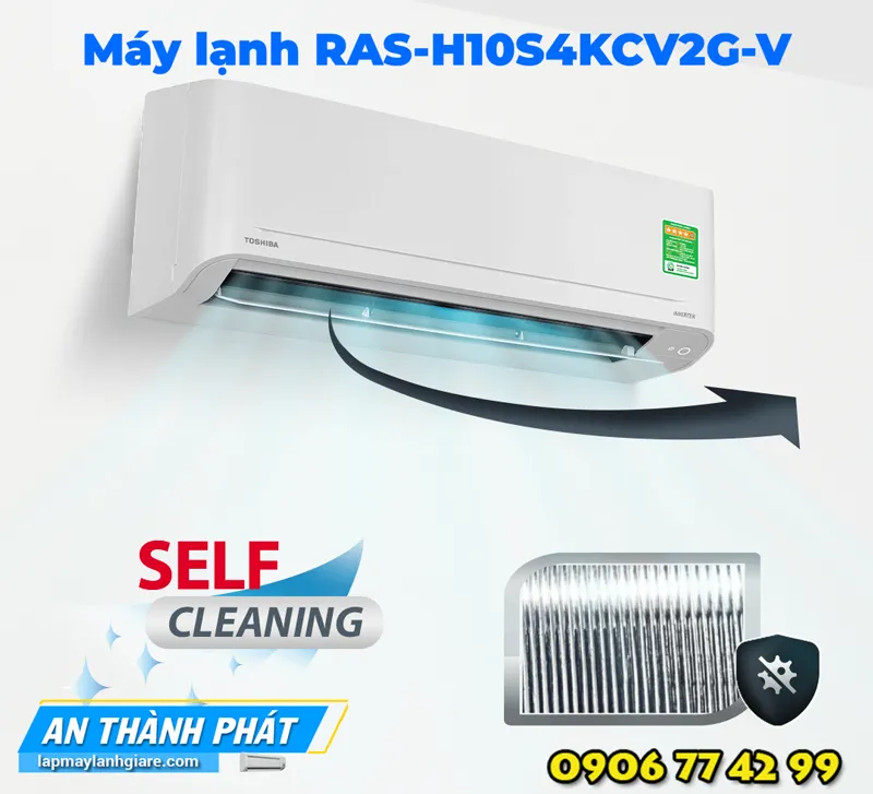 Máy lạnh Toshiba RAS-H10S4KCV2G-V Inverter 1 Hp cong nghe loc khuan thong minh 